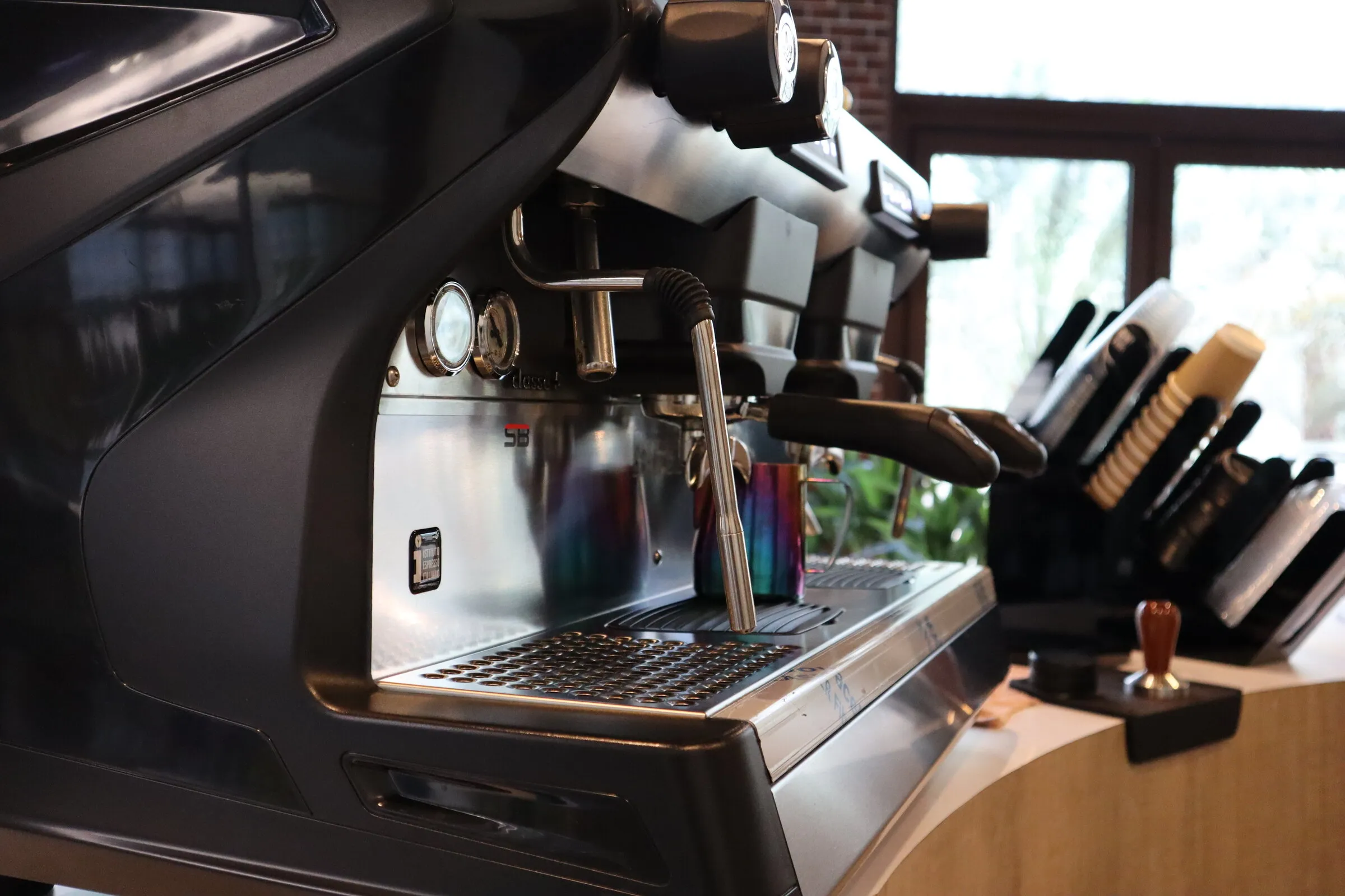 The full espresso bar at Chalk Training Ground cafe